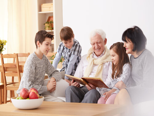 Grandparents with grandchildren.