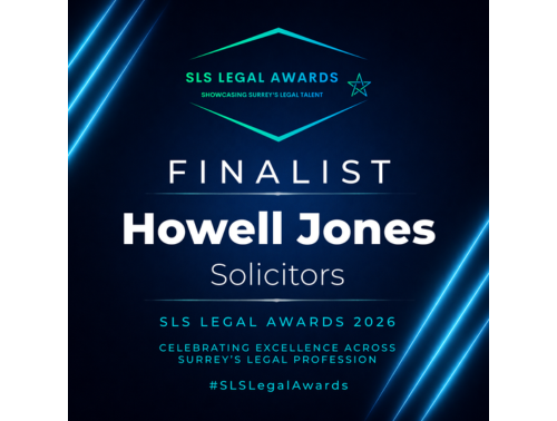 Image showcasing that Howell Jones Solicitors is a finalist at SLS Legal Awards 2026.